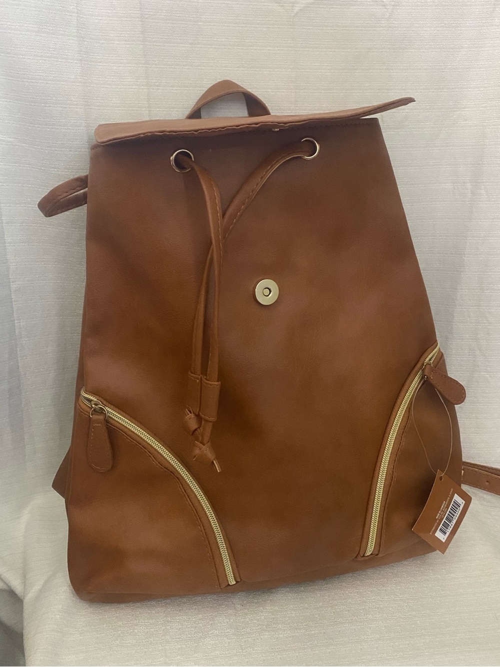 Ulta Beauty Brown Faux Leather Drawstring Backpack Weekender